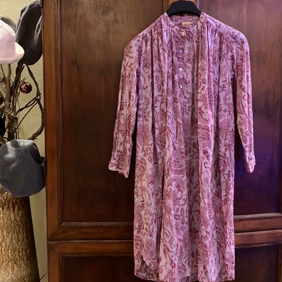 MATTA Pink Floral Button-Up DRESS feels free and flowy comfy - Picture 1 of 5